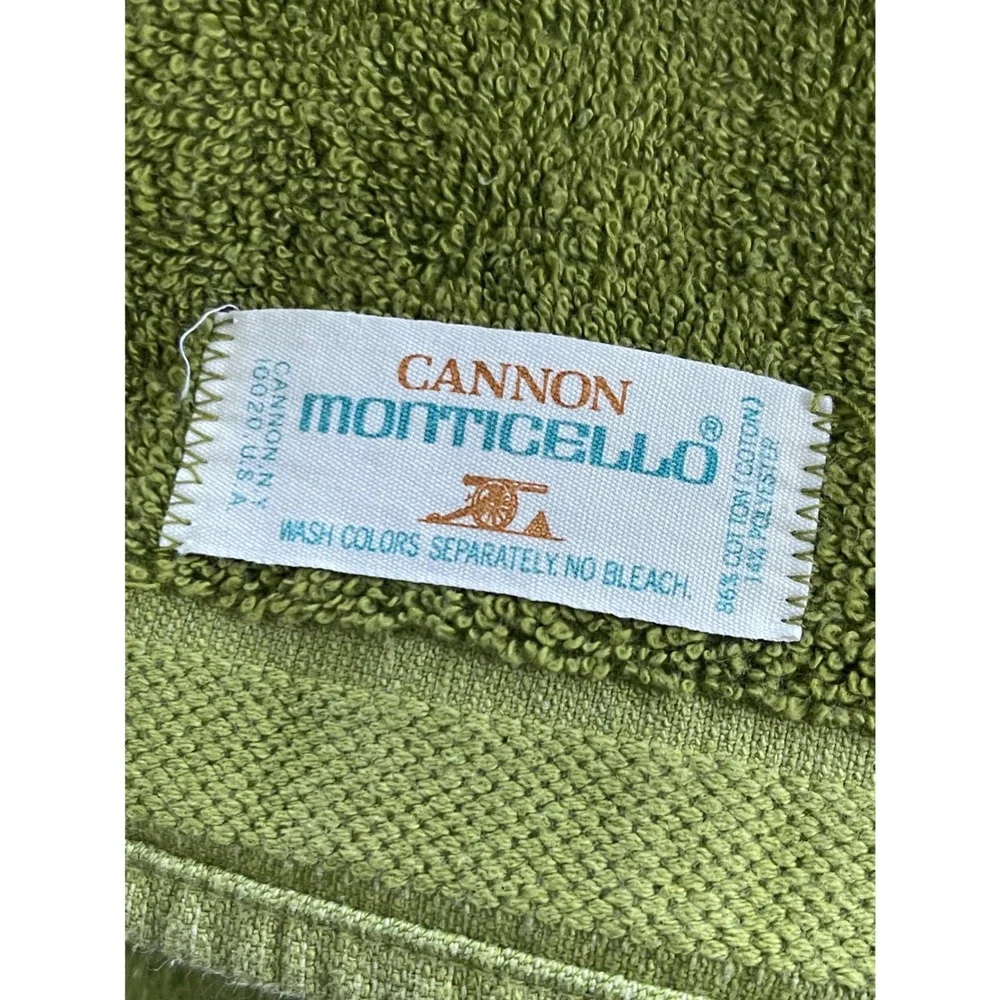 Vintage Cannon Monticello Avocado Green 5 Bath and Hand Towels Retro MCM 70s